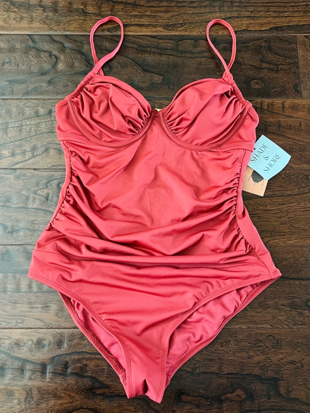 Shade & Shore Pink Red One-Piece Swimsuit S